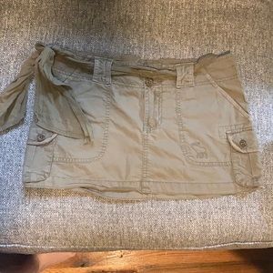 Army green skirt with tie belt- size 2